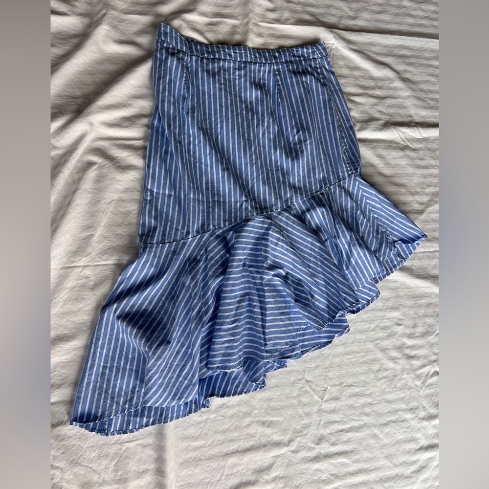 Gianni Bini Juliette Blue & White Stripe Ruffle Skirt | Size M Kentucky Derby
